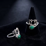 Bague Malachite Fleur de Lotus en Argent 925 (Lotus)