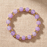 Bague Améthyste Femme MIRÉA®, Perles Violettes et Dorées, Élastique