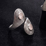 Bague Quartz Rose Argent 925, Toi et Moi Réglable (Duo)