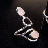 Bague Quartz Rose Deux Pierres, Argent 925 (Liane)