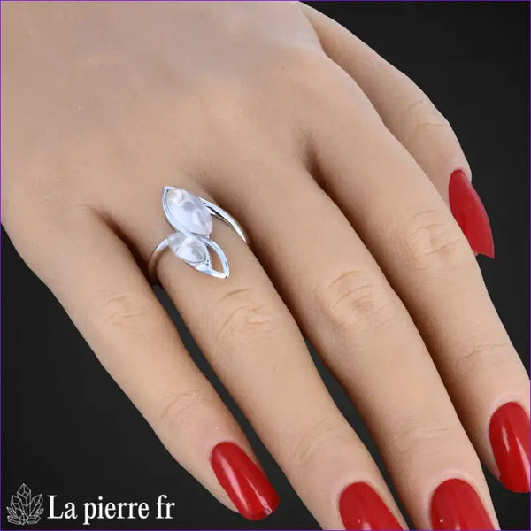 Bague Quartz rose véritable en argent pour femme - La Pierre Fr
