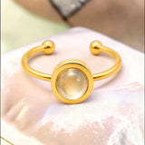 Bague fine dorée en Quartz rose FILINE®