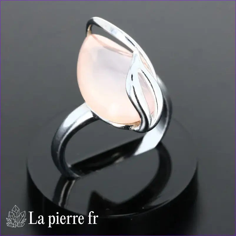 Bague Quartz Rose véritable en argent pour femme - La Pierre Fr