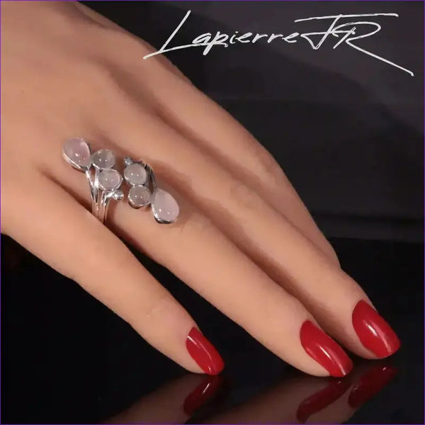Bague Quartz Rose en argent 925 réglable - La Pierre FR
