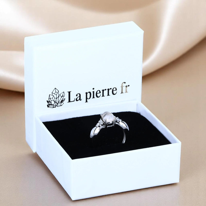 Bague en Quartz rose (Lyséa Vintage) — vue dans écrin, argent 925 rhodié