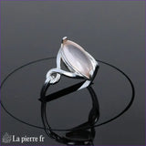 Bague Quartz Rose (Navette Poudrée) bague et pierre