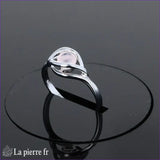 Bague Quartz Rose (Point de Rosée) fine argent rhodié pierre ronde 5mm facettée