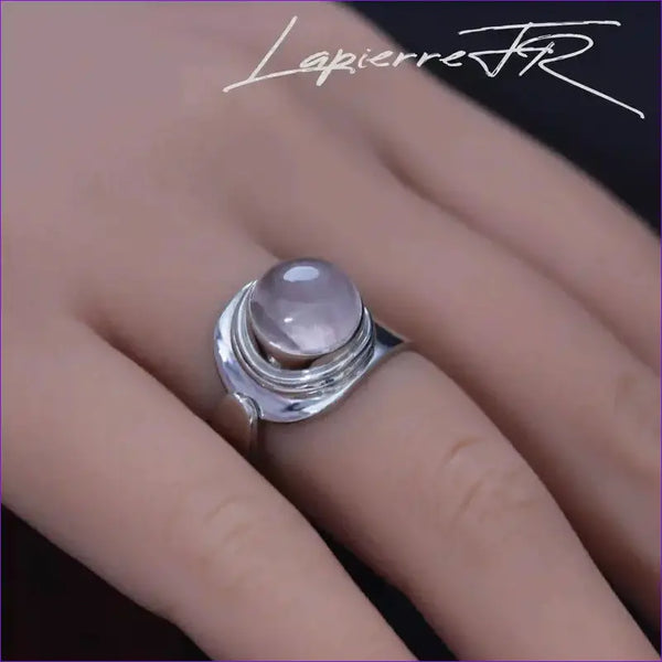 Bague en pierre de quartz rose sur argent - La Pierre FR