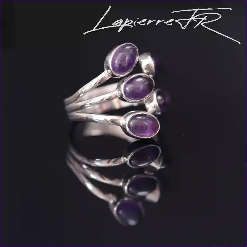 Bague en améthyste et argent réglable - La Pierre FR