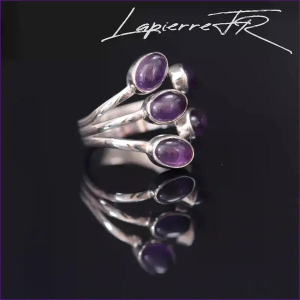 Bague en améthyste et argent réglable - La Pierre FR