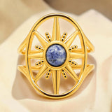 Bague soleil en Sodalite SOLÉA®, acier doré