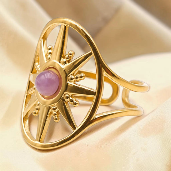 Bague soleil améthyste dorée SOLÉA®