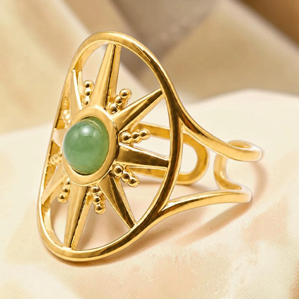 Bague soleil aventurine verte dorée SOLÉA®