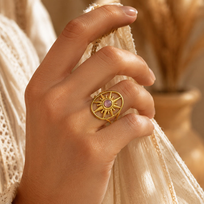 Bague soleil femme en améthyste