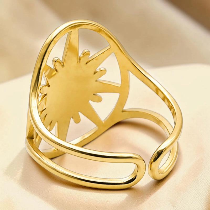 Bague soleil en pierre naturelle aventurine verte