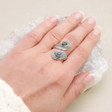 Bague Double Pierre Labradorite, Argent 925 Réglable (Duo)