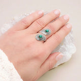 Bague Malachite Argent 925 Ajustable, Toi et Moi (Duo)