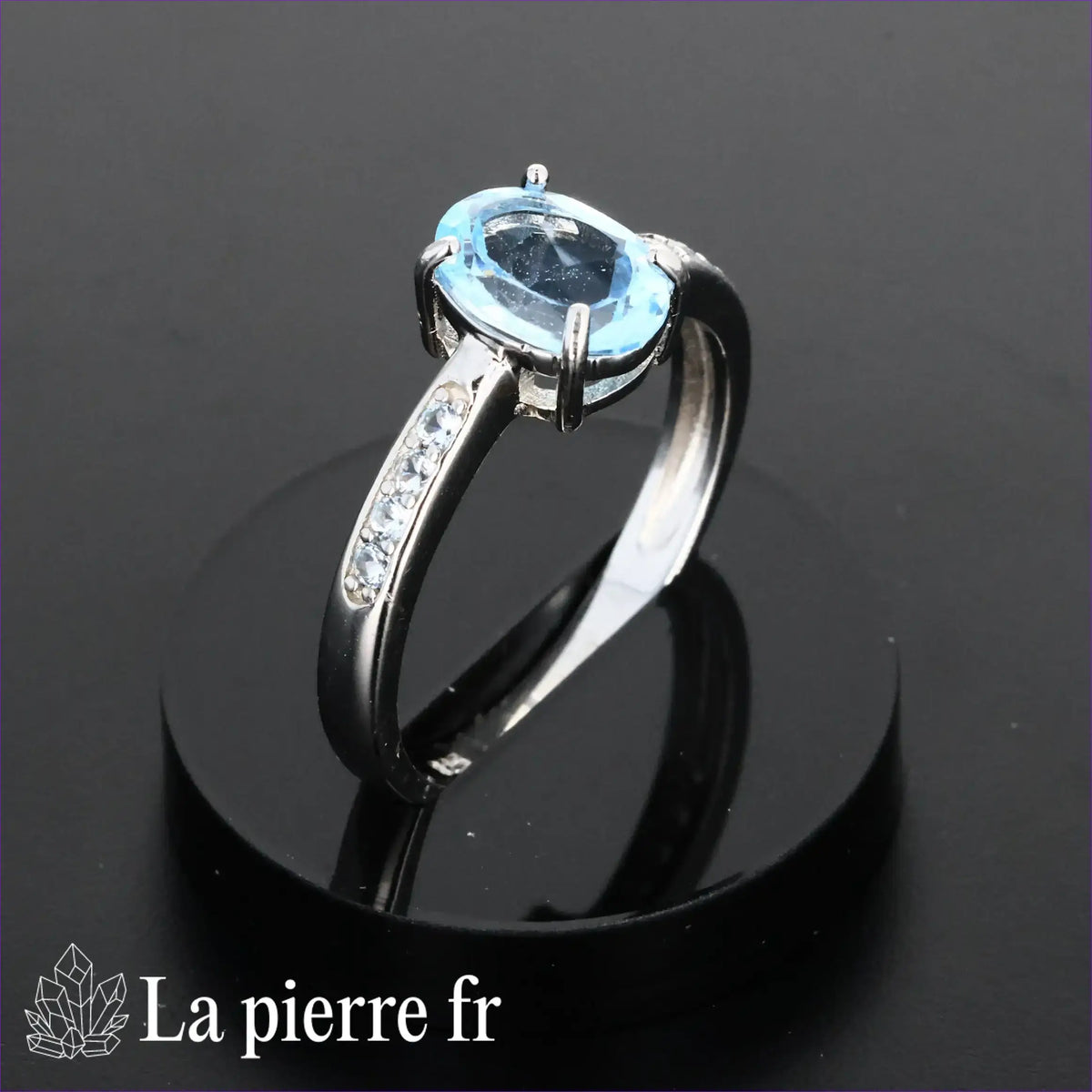 Bague en Topaze bleue facettée "Arcania" sur argent pour femme