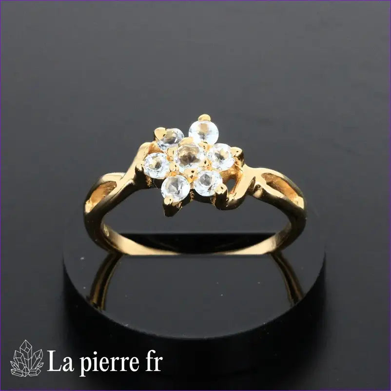 Bague Topaze bleue véritable en or 18 carats pour femme - La pierre Fr