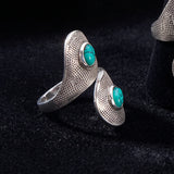 Bague Turquoise Argent 925, Double Cabochon Réglable (Duo)