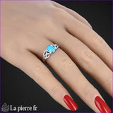Bague Turquoise véritable en argent pour femme - La Pierre Fr