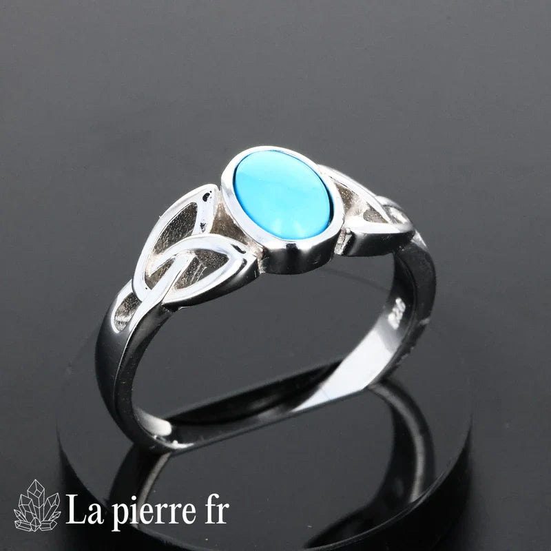 Bague Turquoise véritable en argent pour femme - La Pierre Fr