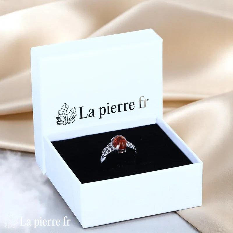 Bague en véritable ambre sur argent pour femme