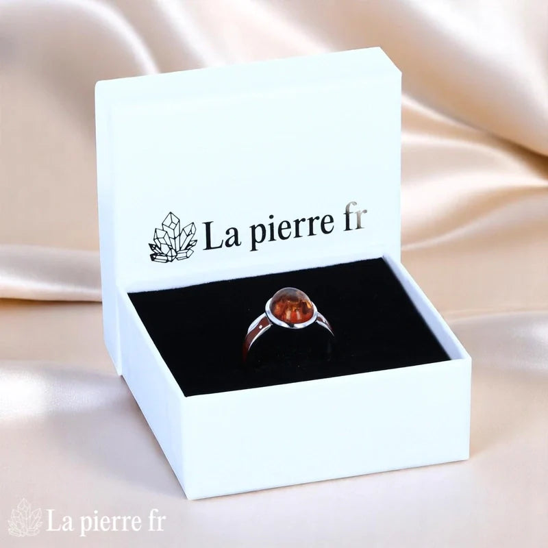 Bague en véritable ambre et argent pour femme
