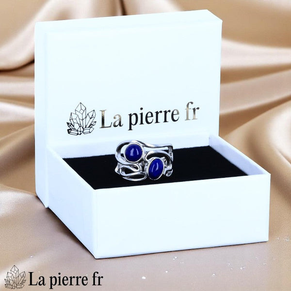 Bague Lapis-lazuli (Duo Céleste) multi-pierres, bijou vintage de grande taille.