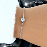 Bracelet en pierre Howlite Blanche sur chaîne argentée