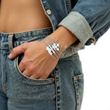 Bracelet en pierre Howlite Blanche sur chaîne argentée