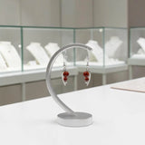 Boucles d'Oreilles Ambre Femme, Feuille d'Argent 925 et Deux Cabochons (Alkaïd)