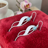 Boucles d’oreilles feuille en argent 925 et Labradorite naturelle