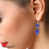 Boucles d’oreilles argent 925 Lapis Lazuli triangle et navette