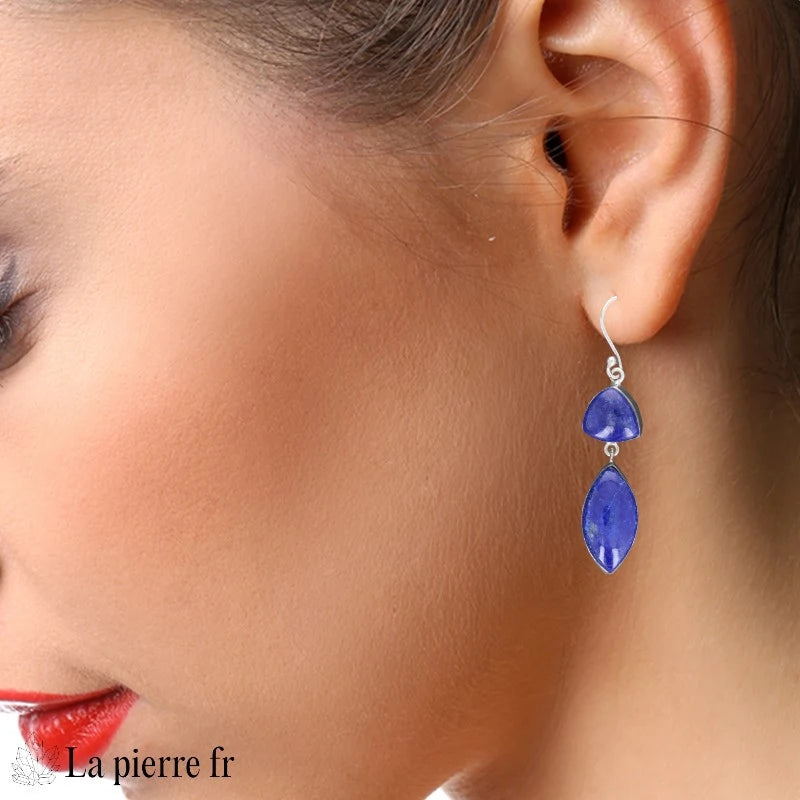 Bijou femme boucle d’oreille pendante lapis lazuli