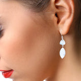 Boucles d’oreilles argent 925 Pierre de Lune naturelle triangle et navette