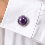 Cache Bouton Chemise en Améthyste, Bijou de Bouton Violet, Lot de 2