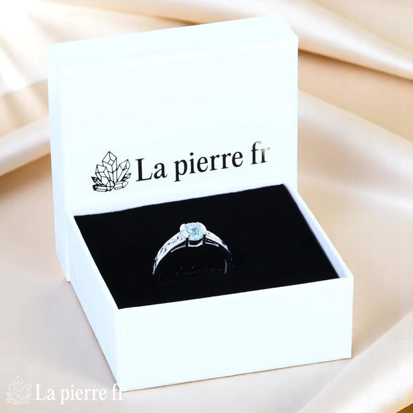 Bague de fiançailles Aigue-Marine (Vintage Solitaire) solitaire ovale, design décoré - La Pierre Fr.