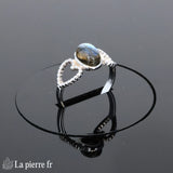 Détail de la monture coeur et reflets labradorite Bague (Coeur Céleste)