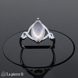 Détail de la monture travaillée et pierre rose marquise Bague (Navette Poudrée)