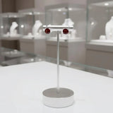 Puces d'Oreilles Grenat Rouge Facetté 4 mm, Argent 925 (Tarazed)