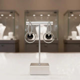 Boucles d'Oreilles Anneau Onyx Noir, Boule 8 mm et Argent 925 (Denebola)