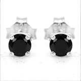 Puces d'Oreilles Onyx Noir Facetté 4 mm, Argent 925 (Sheratan)