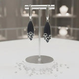 Grandes Boucles d'Oreilles Noires, Onyx Noir Marquise et Argent 925 (Markab)