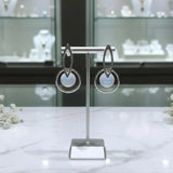 Boucles d'Oreilles Pierre de Lune Véritable, Anneau d'Argent 925 (Céléno)