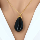 Pendentif larme en pierre Agate Mousse 