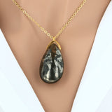 Pendentif larme en pierre Pyrite 