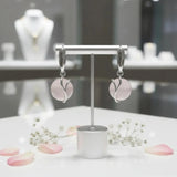Boucles d'Oreilles Quartz Rose Boule 10 mm, Liane d'Argent 925 (Castor)