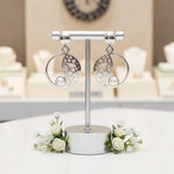 Boucles d'Oreilles Quartz Rose Femme, Médaillon Ajouré Argent 925 (Wezen)
