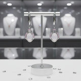 Boucles d'Oreilles Quartz Rose Ovale, Halo de Zircons en Argent 925 (Mizar)